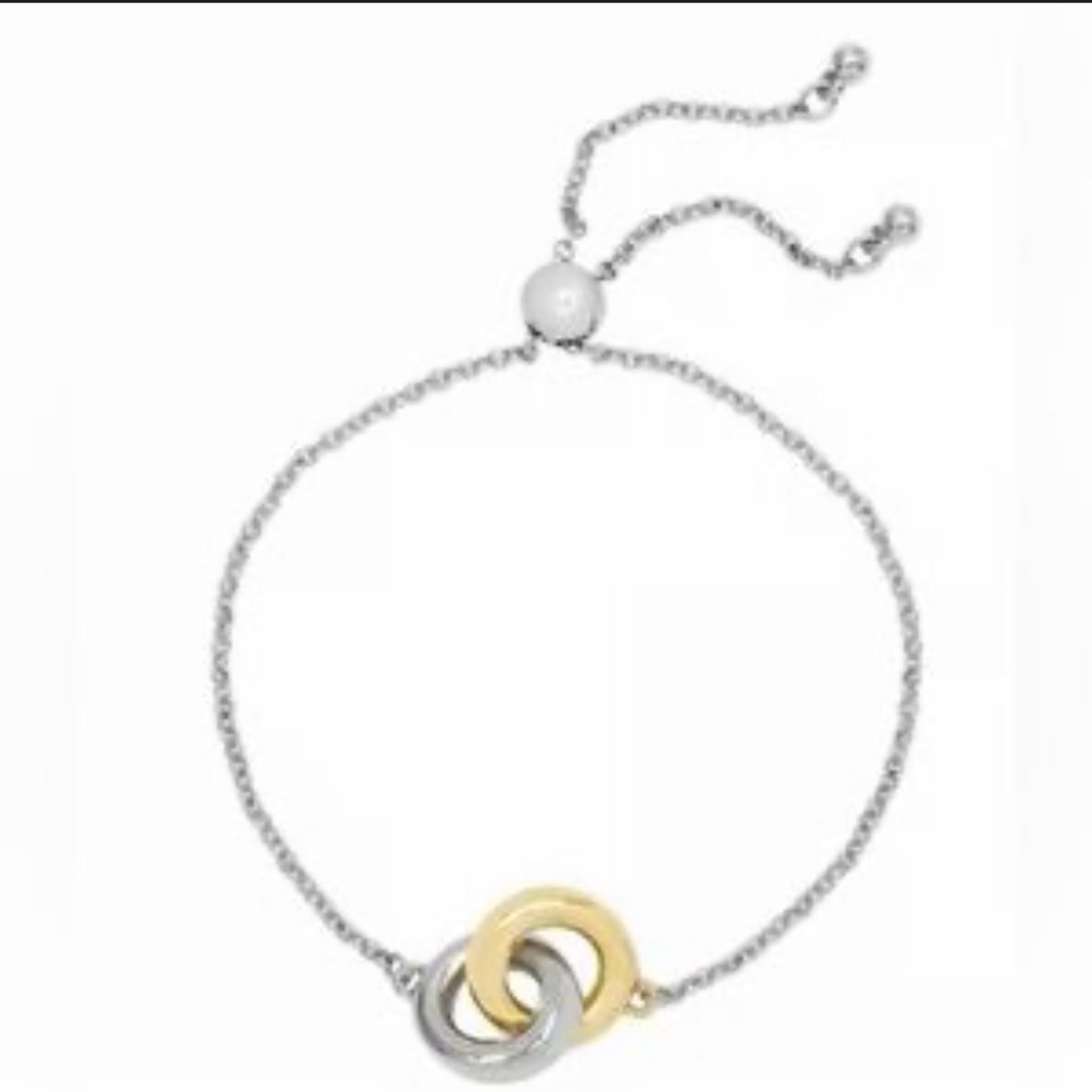 Steve Madden Silver And Gold Interlocking Rings Bracelet 22$